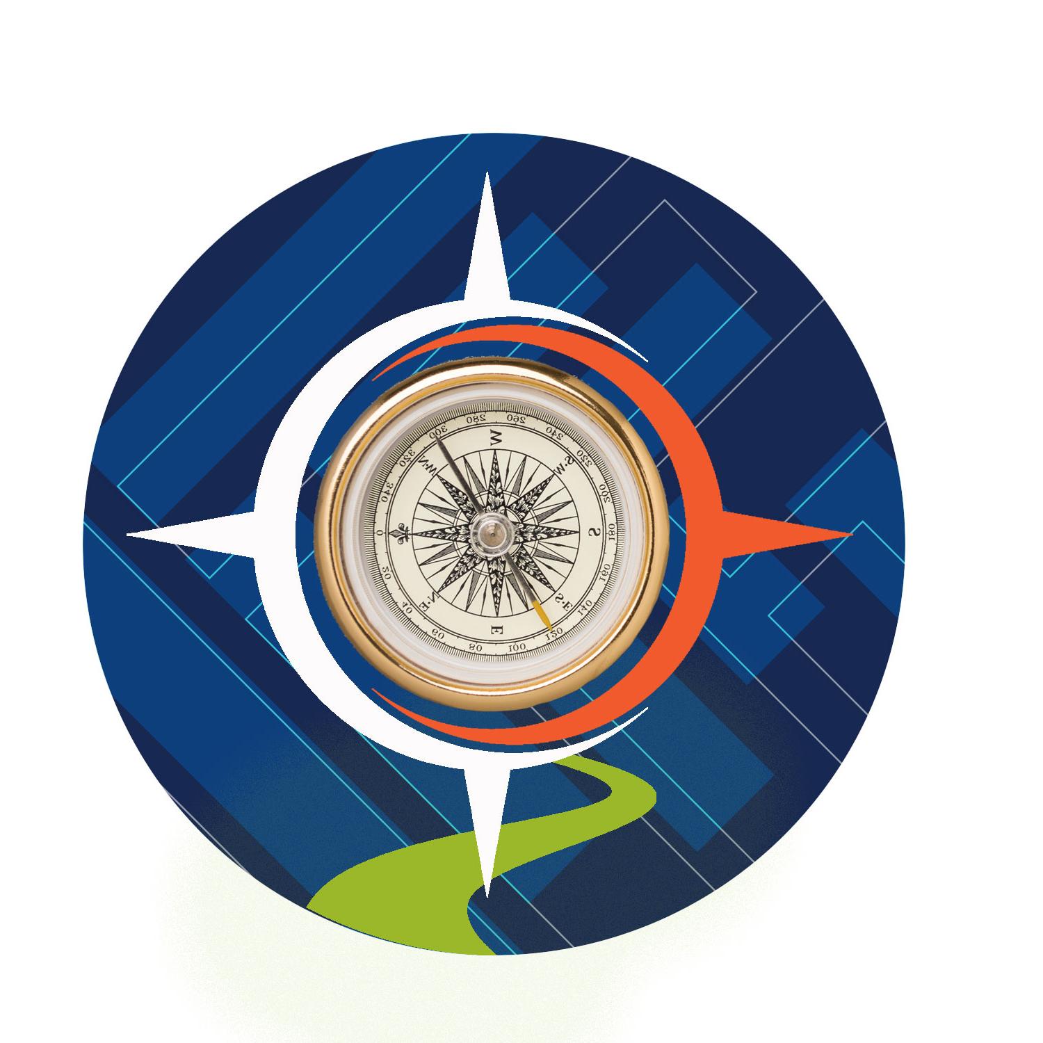 graphic compass with directional pathways